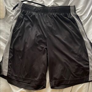 Tek Gear Black and Gray Athletic Shorts with Elastic Waistband